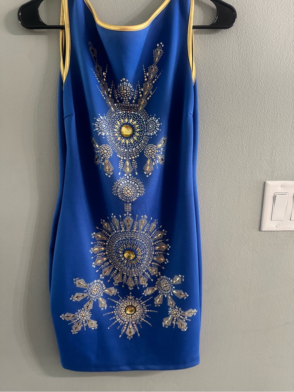 Arden B Blue Mini Dress with Gold Embellishment